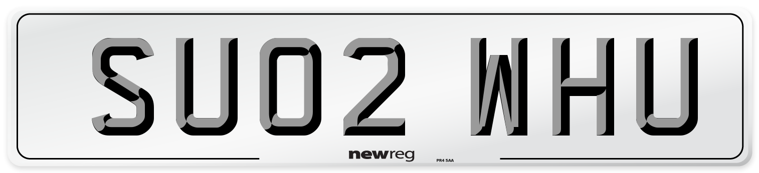 SU02 WHU Number Plate from New Reg
